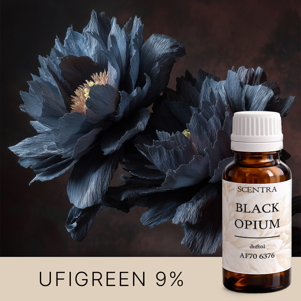 Schwarze Blumen mit Staubgefäßen auf schwarzem Hintergrund.