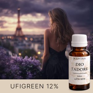 Frau auf dem Balkon in der Dämmerung, Blick auf die Stadt.