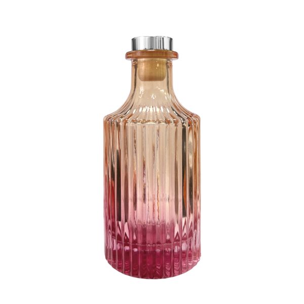 Geriffelter Duftdiffusor – Orange-Rosa OMBRE 200 ml – Silber