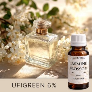 Parfüm in einem dekorativen Flakon mit Blumen.