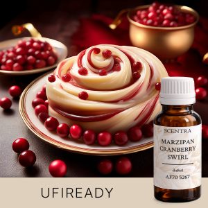 Marzipandessert in Spiralform mit Cranberry, serviert auf einem eleganten Teller. – AF70 5267