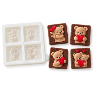 Silikonform für Seifen – Teddybären mit Herzen